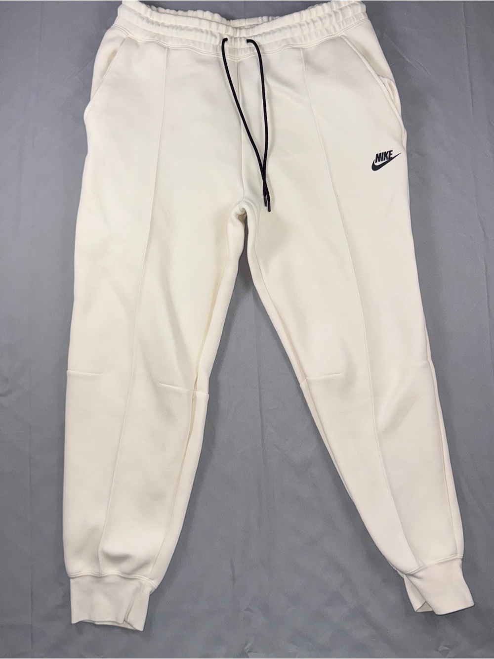 Nike Jogger Pants Mens Large White Fleece tech Pocket 29 Inseam Swoosh Logo